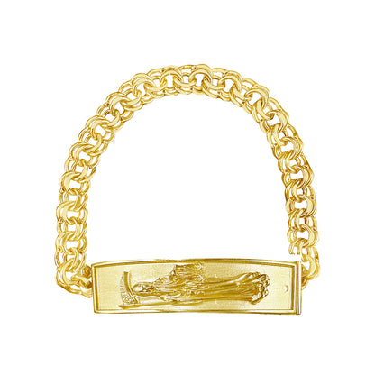 10K Yellow Gold Chino Link Santa Muerte ID Bracelet