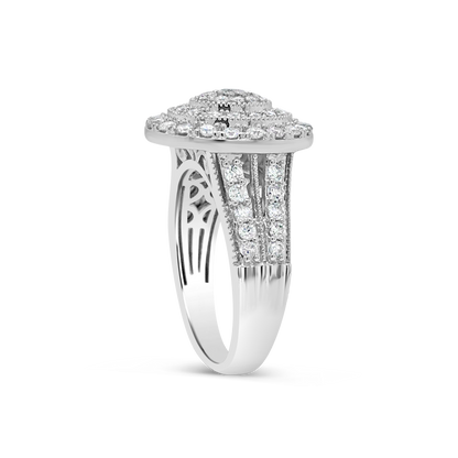 Diamond Halo Ring 1 CTW Round Cut 14K White Gold
