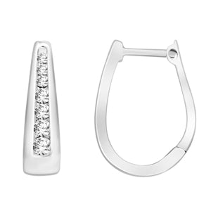 LADIES HOOP 1/2 CT ROUND DIAMOND 10K WHITE GOLD