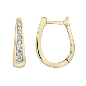 LADIES HOOPS 1 CT ROUND DIAMOND 10K YELLOW GOLD