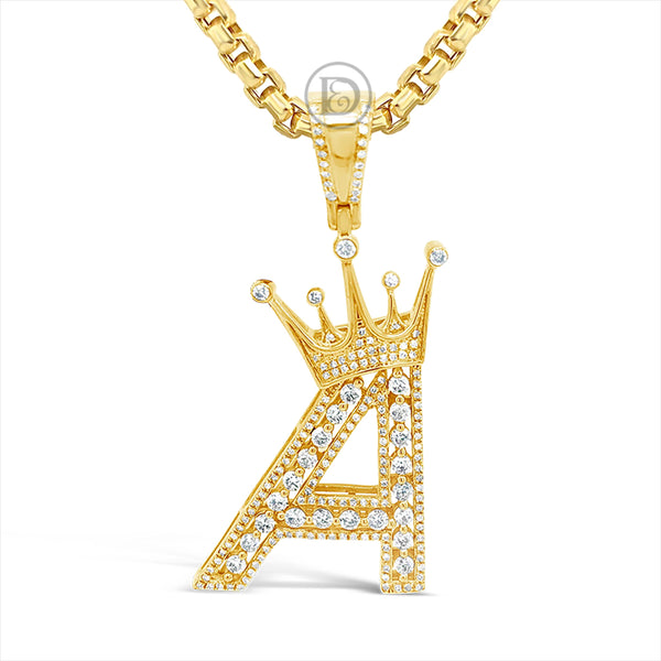 Custom Diamond Letter Pendant 1 CTW Round Cut 10K Yellow Gold