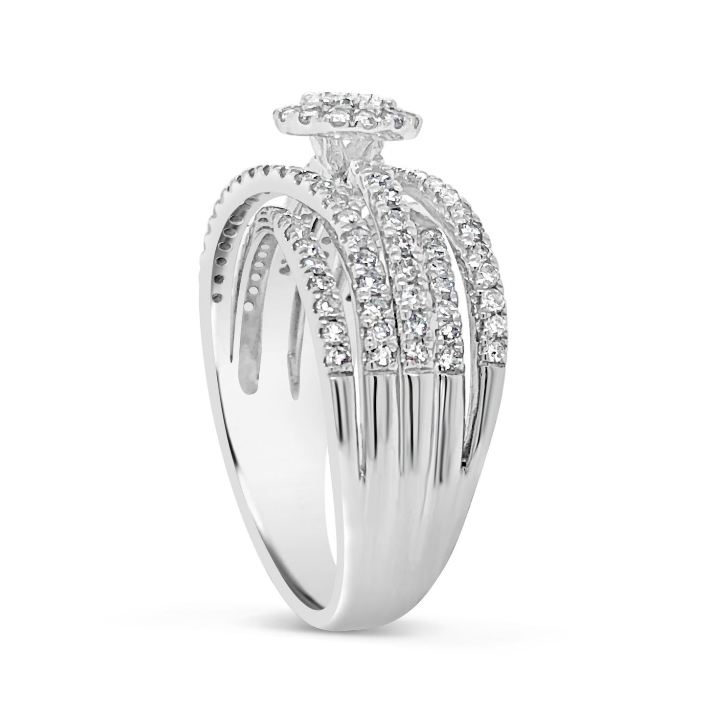 Diamond Halo Engagement Ring 1 CTW Round Cut 14K White Gold