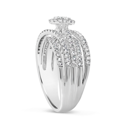 Diamond Halo Engagement Ring 1 CTW Round Cut 14K White Gold