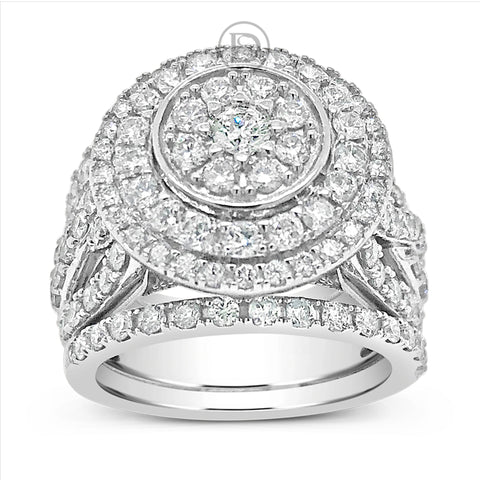 Diamond Halo Engagement Ring 2.50 CTW Round Cut 14K White Gold