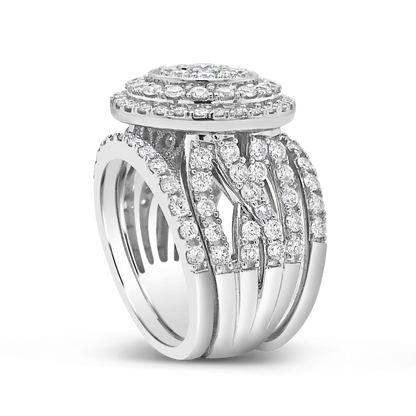 Diamond Halo Engagement Ring 2.50 CTW Round Cut 14K White Gold