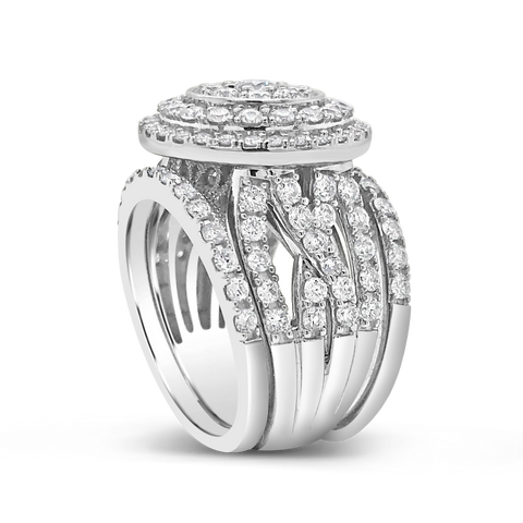 Diamond Halo Engagement Ring 2.50 CTW Round Cut 14K White Gold