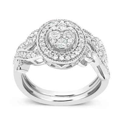 Diamond Halo Engagement Ring .65 CTW Round Cut 14K White Gold