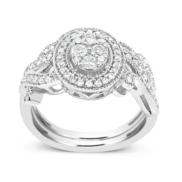 Diamond Halo Engagement Ring .65 CTW Round Cut 14K White Gold