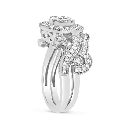 Diamond Halo Engagement Ring .65 CTW Round Cut 14K White Gold