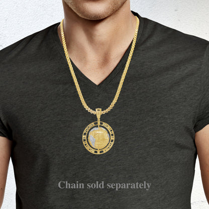 " World Is Yours" Spinning Diamond Pendant 1.06 CTW Round Cut 10K Yellow Gold