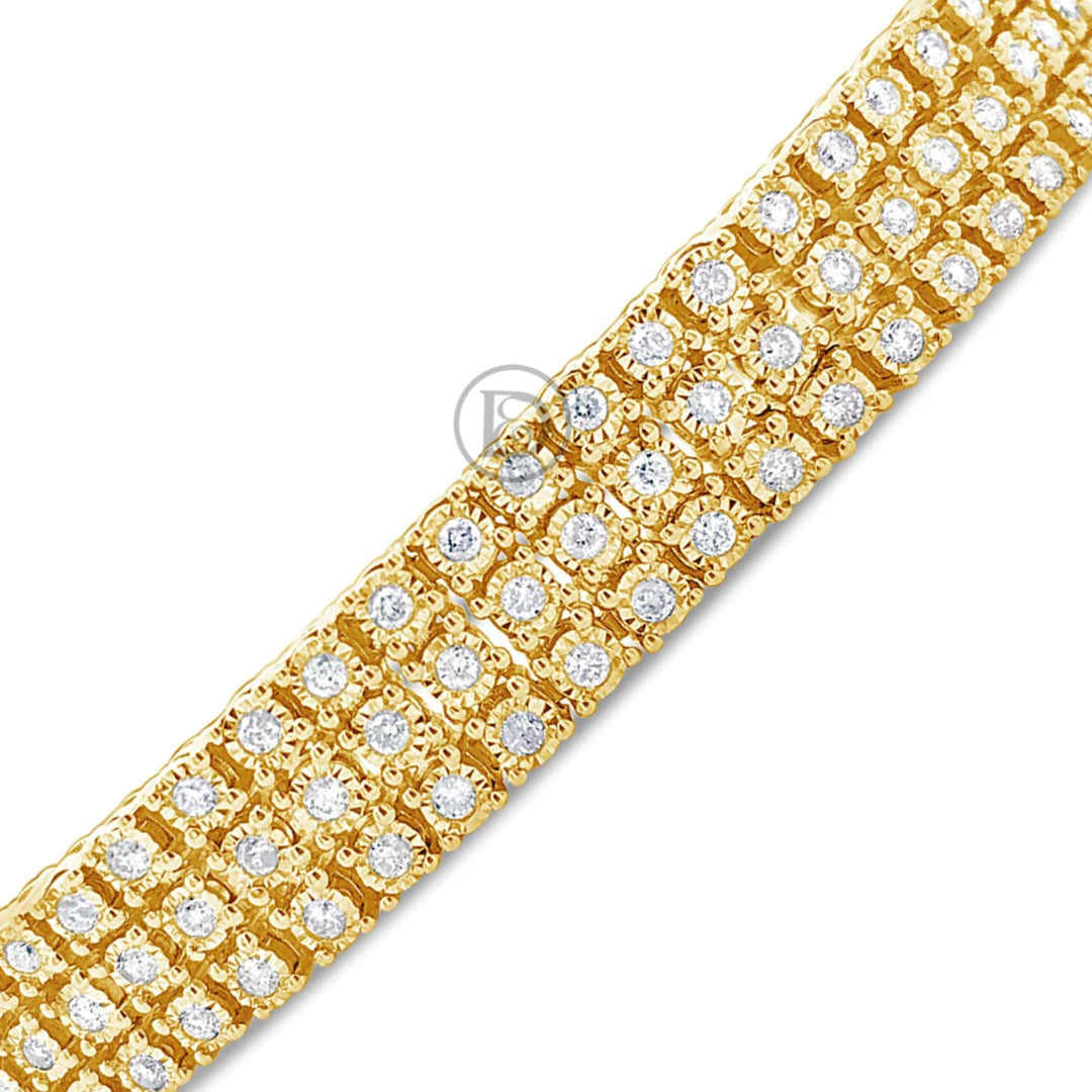 10K Solid Yellow Gold 2.65CT tw Round Cut Diamond Tennis 8.7mm Bracelet