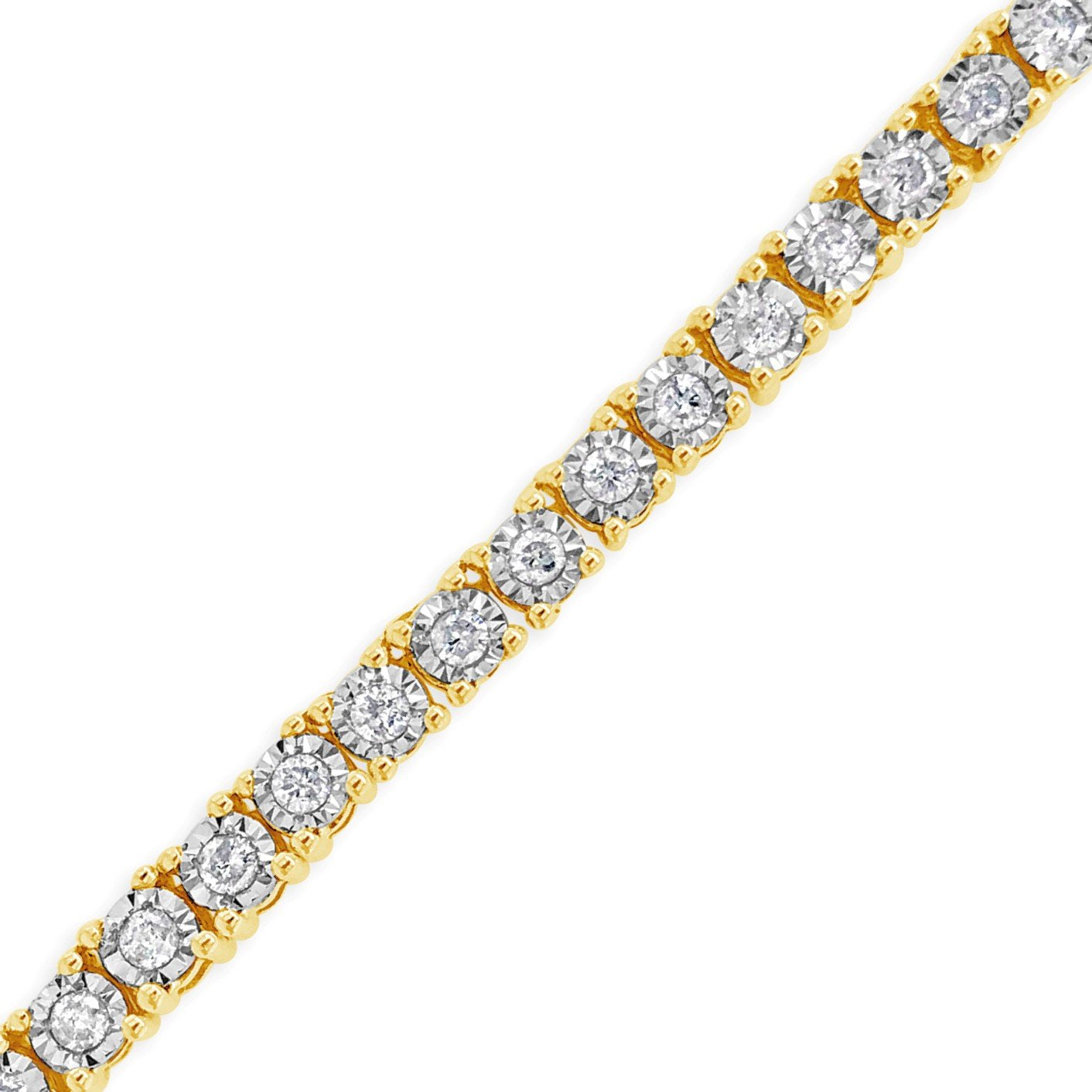 10K Solid Yellow Gold 4.50 CTW Round Cut Diamond 3 Prong Tennis Necklace