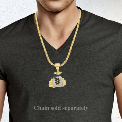 Diamond Money Bag Pendant .90 CTW Round Cut 10K Yellow Gold