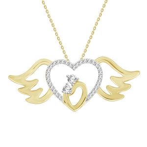LADIES PENDANT 1/6 CT ROUND DIAMOND 10K YELLOW GOLD (CHAIN  INCLUDED)