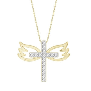 LADIES PENDANT 1/10 CT ROUND DIAMOND 10K YELLOW GOLD (CHAIN  INCLUDED)