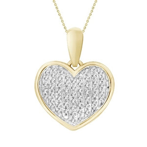 LADIES HEART PENDANT 1/6 CT ROUND DIAMOND 10K YELLOW GOLD (CHAIN NOT INCLUDED)