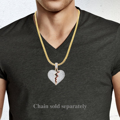 10K Yellow Gold Broken Heart Pendant With 1.40CT Diamonds
