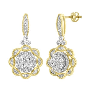 LADIES EARRING 1/3 CT ROUND DIAMOND 10K YELLOW GOLD
