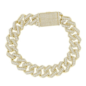 MEN'S BRACELET 11 5/8 CT ROUND DIAMOND 10K YELLOW GOLD