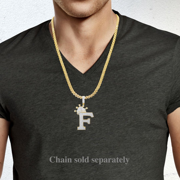 Diamond "Crown F" Pendant .29 CTW Round Cut 10K Yellow Gold