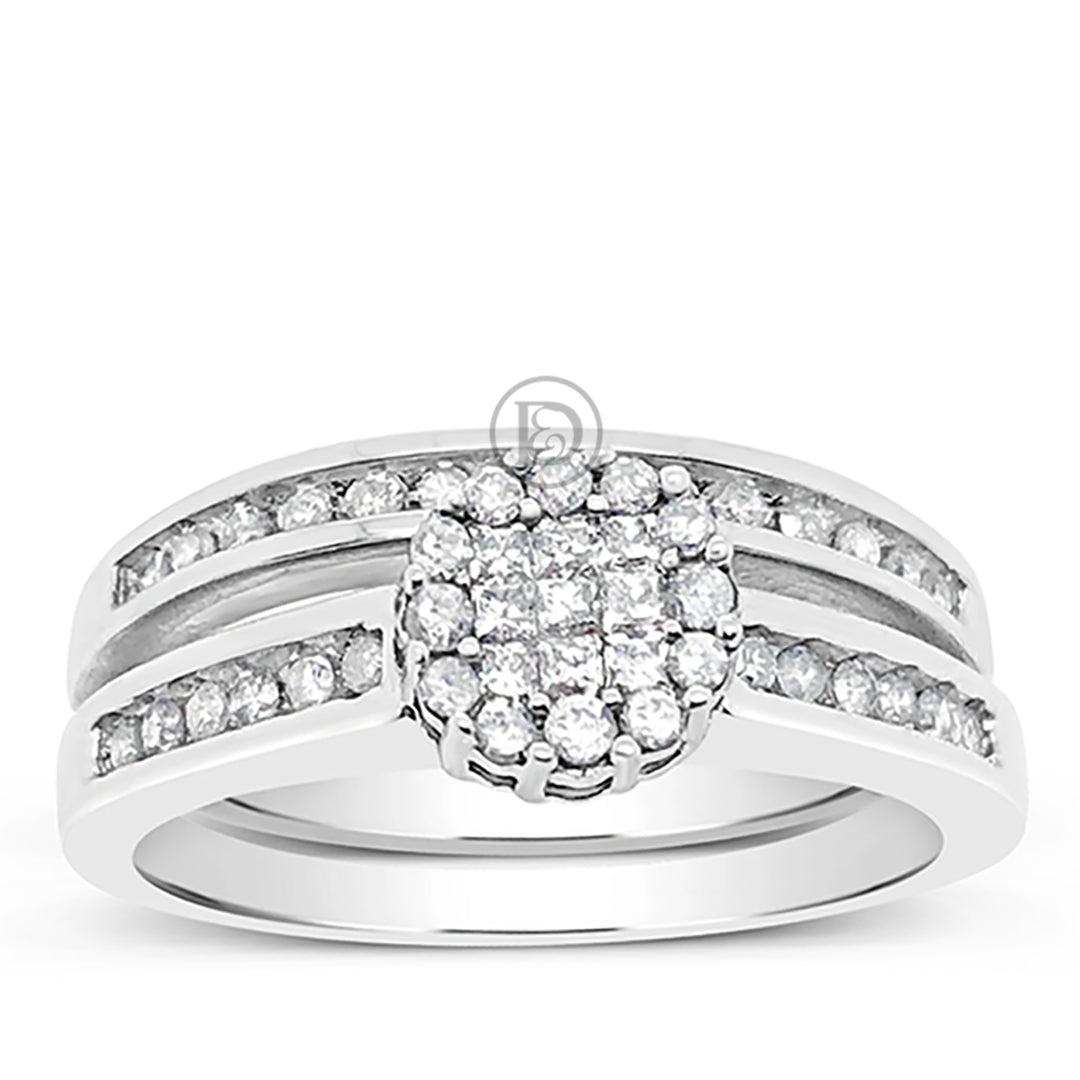 Diamond Engagement Ring .50 CTW Princess & Round Cut 14K White Gold