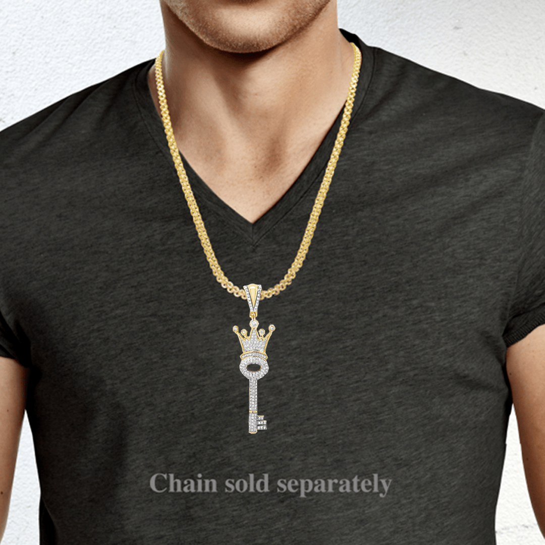 King's Key Pendant | Men's Silver Necklace Key Pendant | NightRider Jewelry