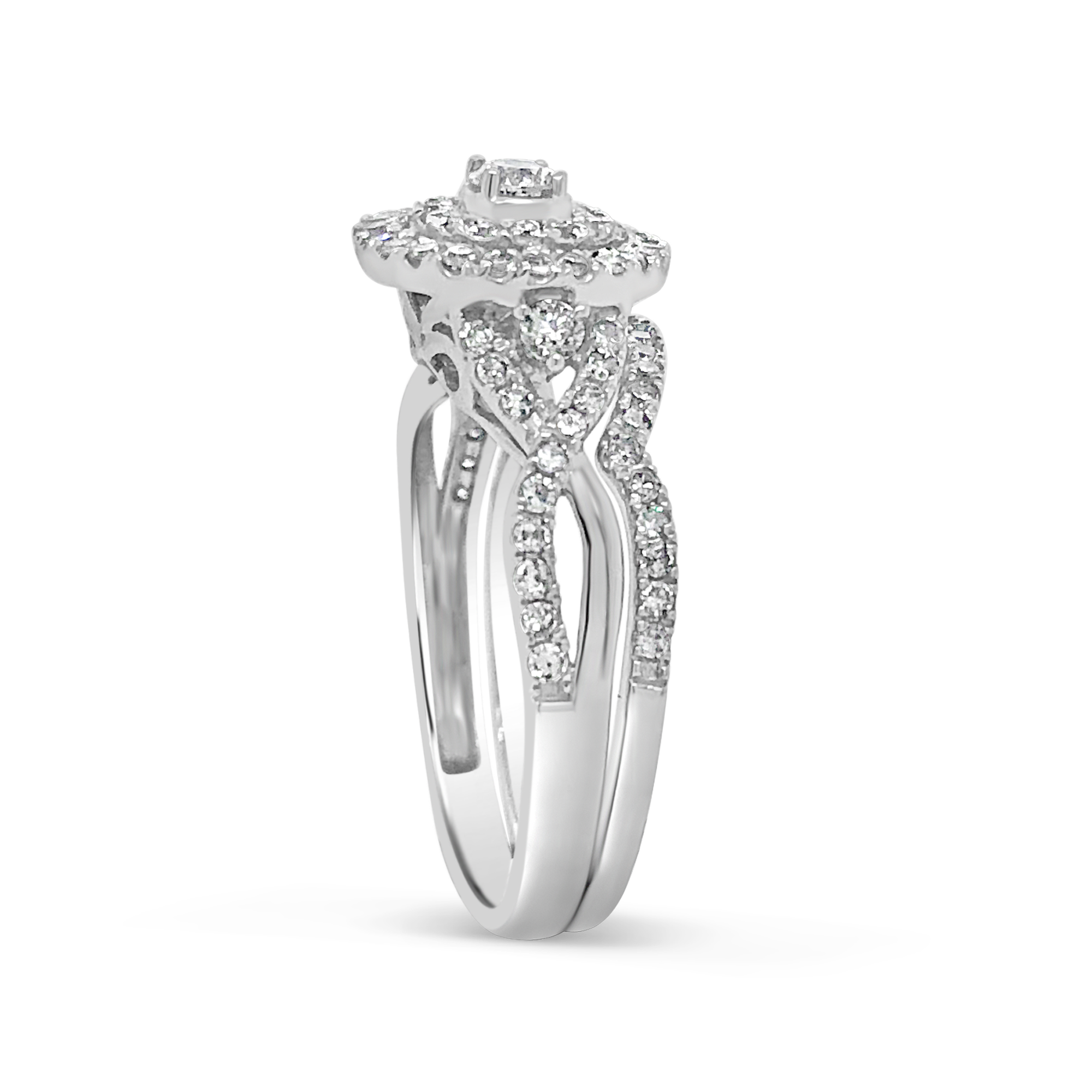 Diamond Halo Engagement Ring .20 CTW Round Cut 14K White & Rose Gold