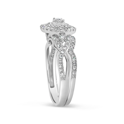 Diamond Halo Engagement Ring .20 CTW Round Cut 14K White & Rose Gold