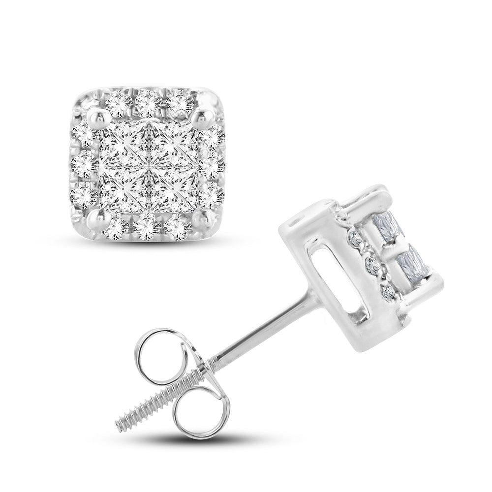 14K 0.25CT Princess Cut Diamond Earring
