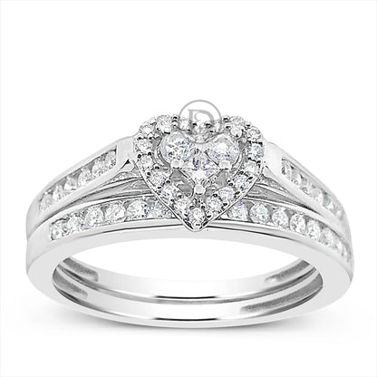 Diamond Halo Engagement Ring .50 CTW Round Cut 14K White Gold