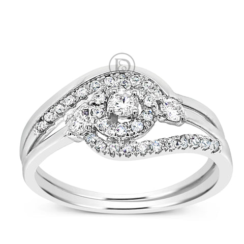 Diamond Halo Engagement Ring .33 CTW Round Cut 10K White Gold