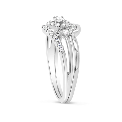 Diamond Halo Engagement Ring .33 CTW Round Cut 10K White Gold