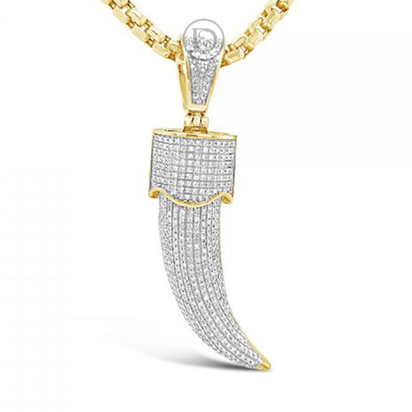 Diamond tooth Pendant .68 CTW Round Cut 10K Yellow Gold