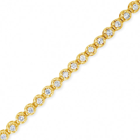 10K Solid Yellow Gold 3.60 CTW Round Cut Diamond Tennis Necklace