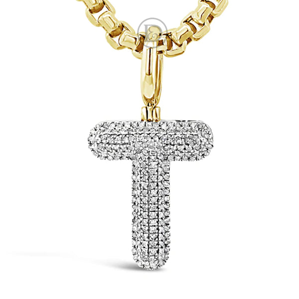 10K Yellow Gold .23ct Diamond "T" Initial Charm