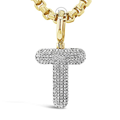 10K Yellow Gold .23ct Diamond "T" Initial Charm