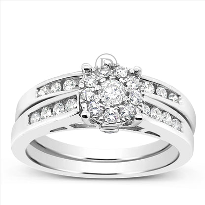 Diamond Halo Engagement Ring .50 CTW Round Cut 14K White Gold