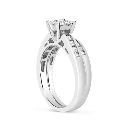 Diamond Halo Engagement Ring .50 CTW Round Cut 14K White Gold