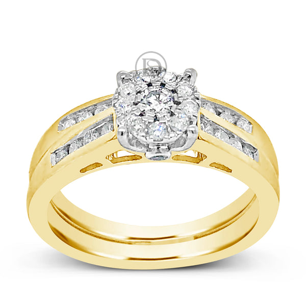 Diamond Halo Engagement Ring .50 CTW Round Cut 14K Yellow Gold