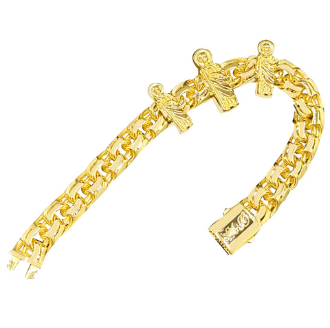 10K yellow gold chino link ID bracelet with Saint Jude