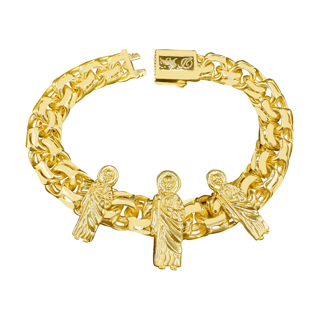 10K yellow gold chino link ID bracelet with Saint Jude