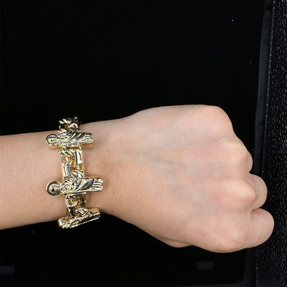 10K yellow gold chino link ID bracelet with Saint Jude