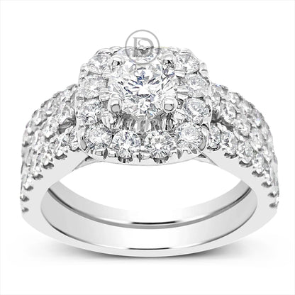 Diamond Engagement Ring 2 CTW Round Cut14K White Gold Bridal Set