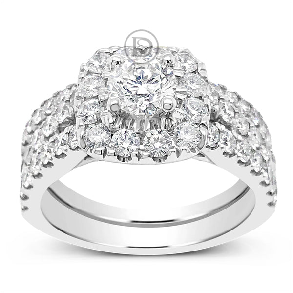 Diamond Engagement Ring 2 CTW Round Cut14K White Gold Bridal Set