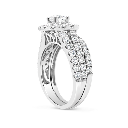 Diamond Engagement Ring 2 CTW Round Cut14K White Gold Bridal Set