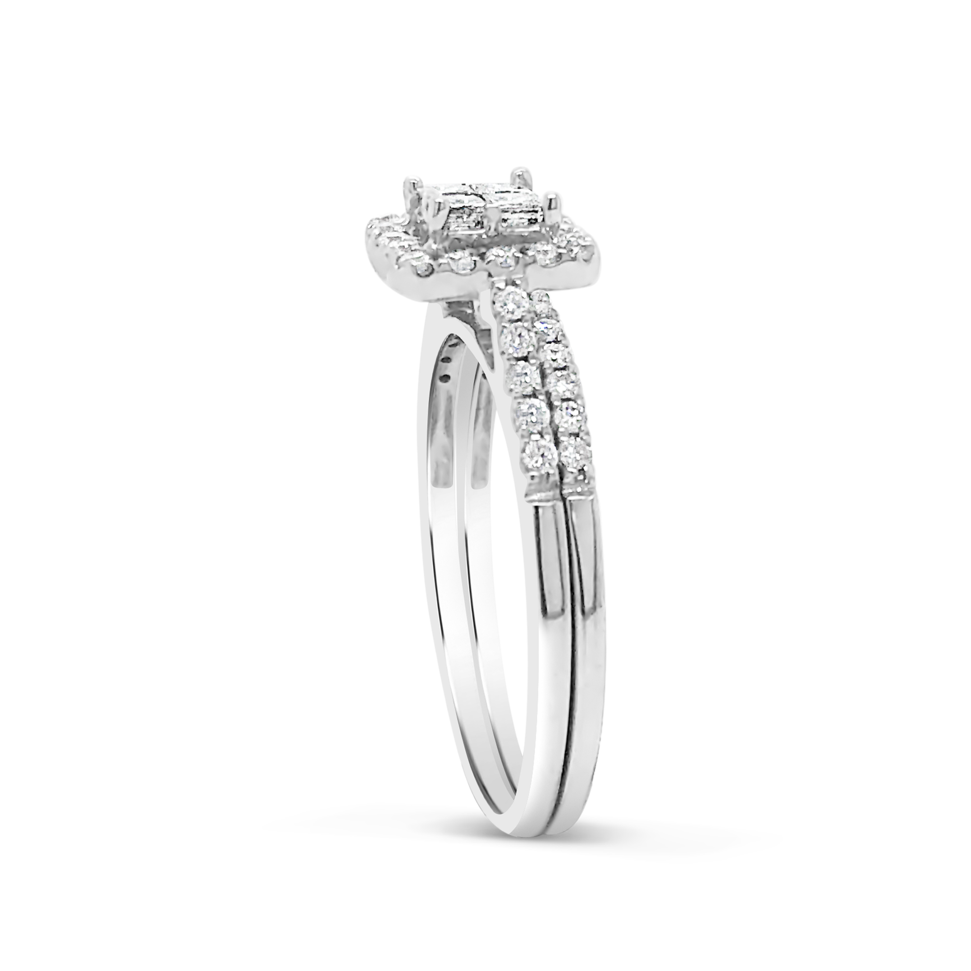 Diamond Engagement Ring .51 CTW 14K White Gold Bridal Set