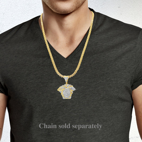 Diamond Designer Medusa Pendant .70 CTW Round Cut 10K Yellow Gold