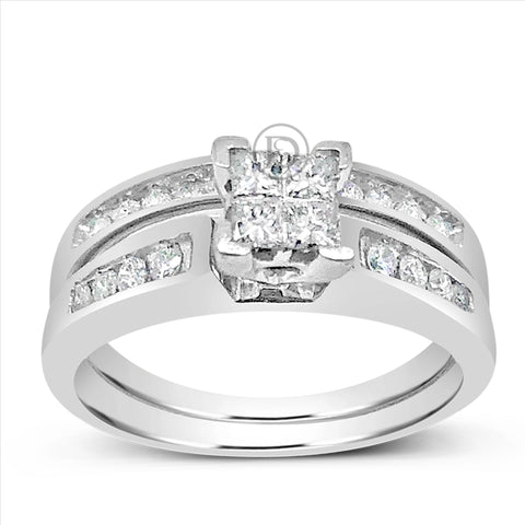 Diamond Engagement Ring .50 CTW Princess & Round Cut 10K White Gold