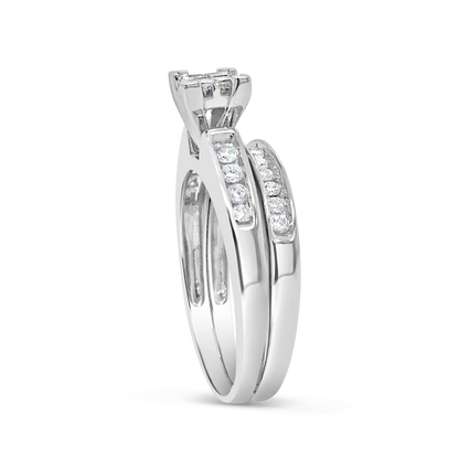 Diamond Engagement Ring .50 CTW Princess & Round Cut 10K White Gold