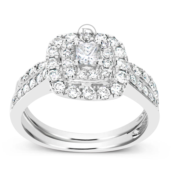 Diamond Engagement Ring 1 CTW Princess W/ Round Cut 14K White Gold